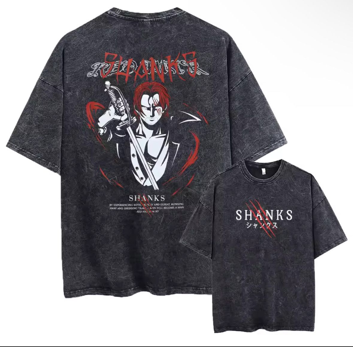 Japanese Brand Y2K Vintage Shanks Anime Washed Short Sleeve T-Shirt Size US M / EU 48-50 / 2 - 1 Thumbnail