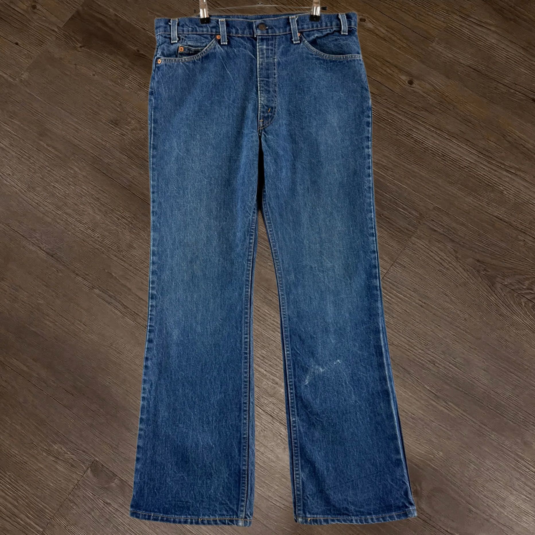 Vintage Levi's Jeans Mens 36 517 Bootcut Orange Tab 80s Made In Usa Blue Cotton Regular 35x30, Men's