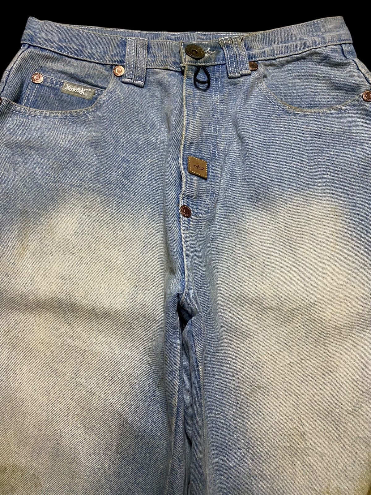 Bob Marley Baggy Vintage Hemp Blue Denim Shorts With Unique Stains Find Size US 31 - 3 Thumbnail