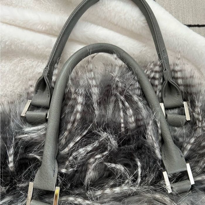 Zara Faux fur Large grey Z Gallerie tote overnight bag Grailed