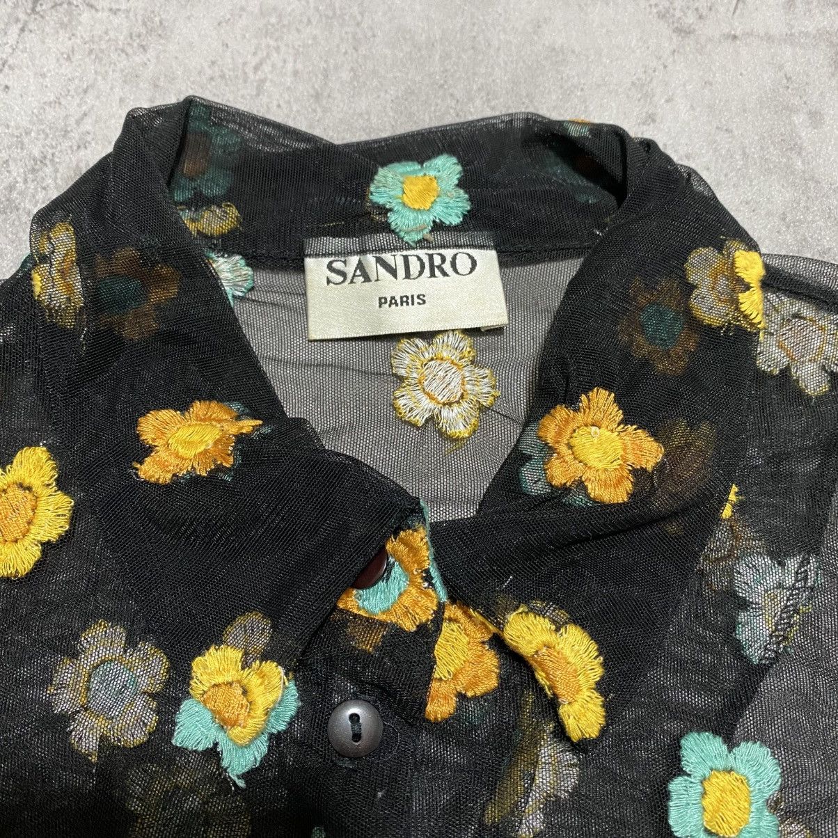 Sandro VINTAGE SANDRO FLORAL-APPLIQUÉ CAMP-COLLAR MESH SHIRT Size M / US 6-8 / IT 42-44 - 2 Thumbnail