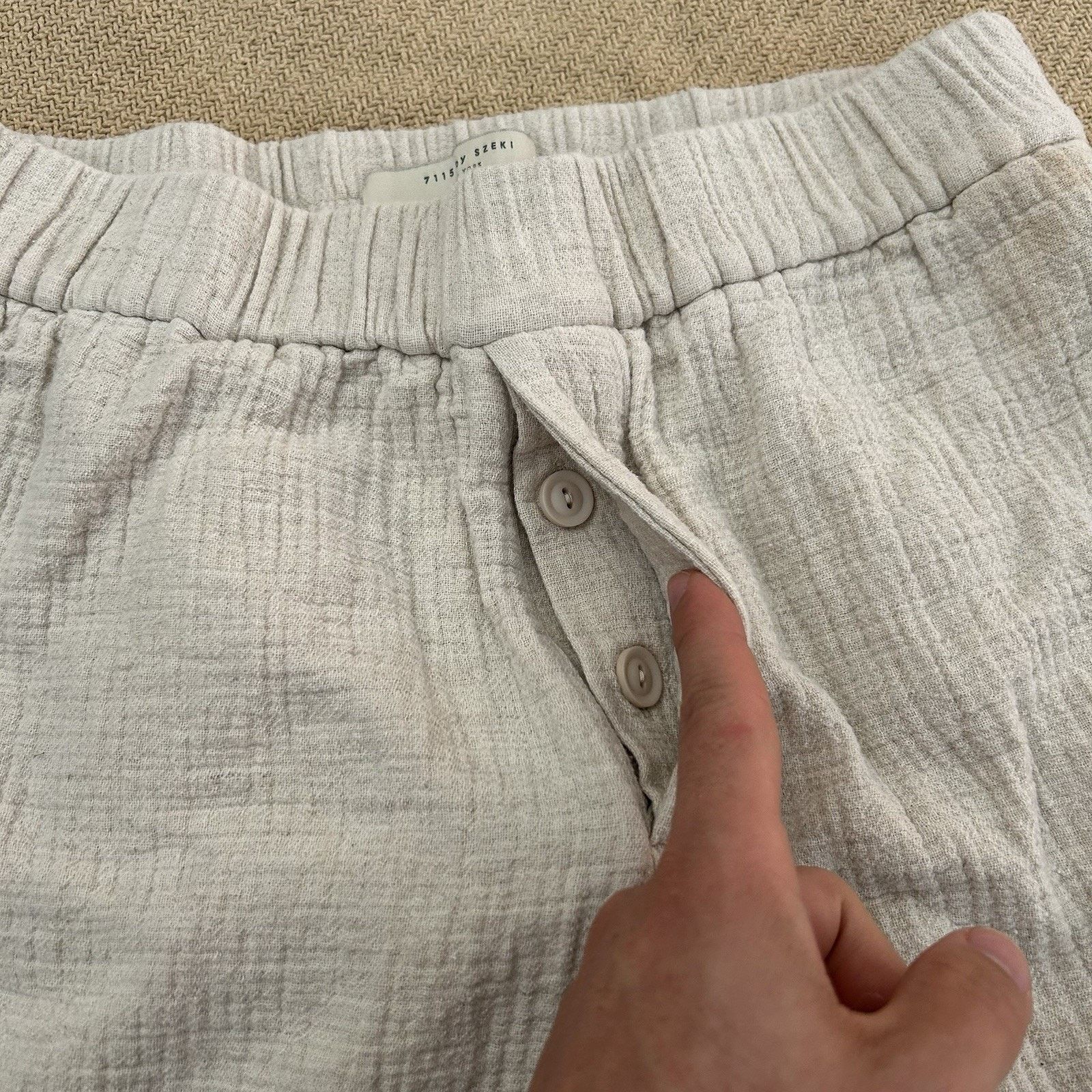 7115 by Szeki Signature Elastic Pull Up Trouser Barrel Leg Linen Pants Size 28" / US 6 / IT 42 - 2 Thumbnail
