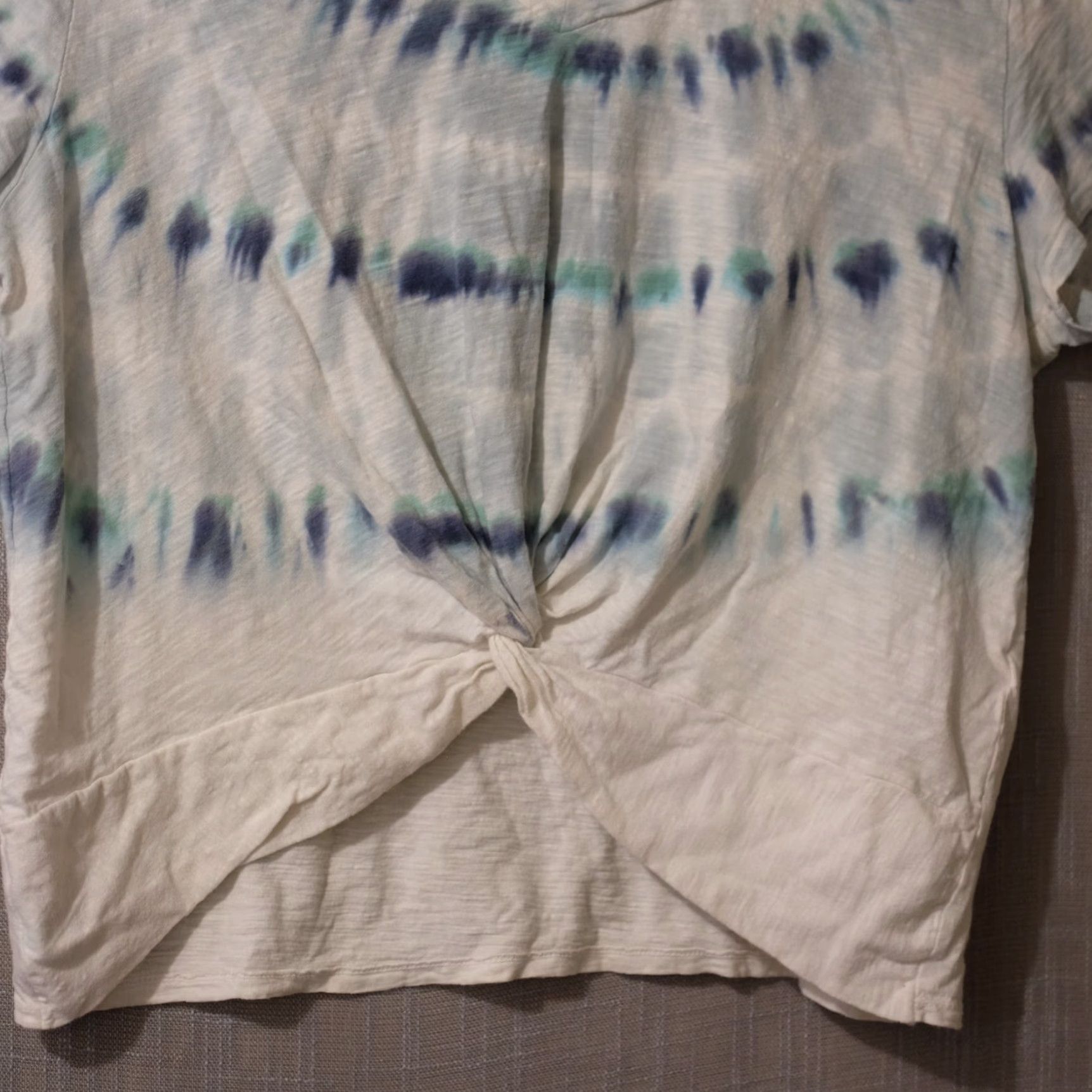 Lucky Brand Lucky Brand Tie Dye Front Twist Green White Short Sleeve Womens L Shirt XS-? [Oops] Size 36" / US 14 / IT 50 - 4 Thumbnail