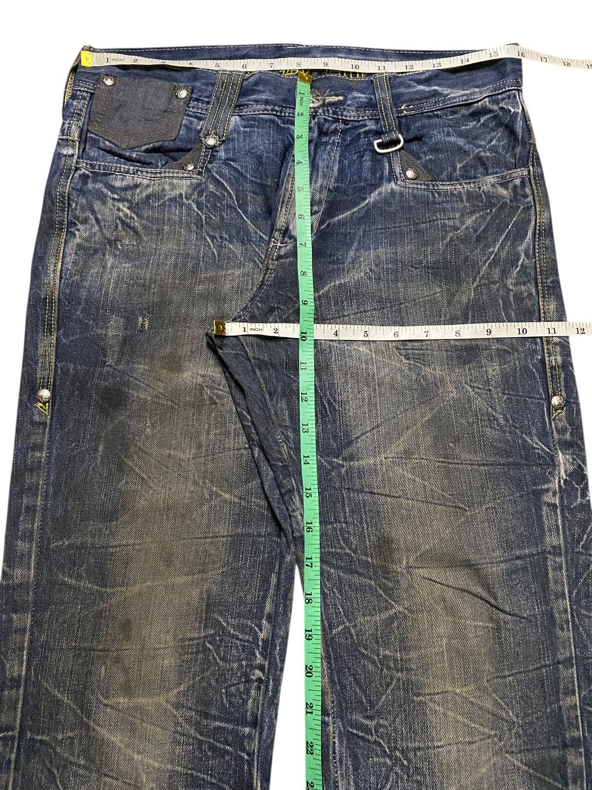 Japanese Brand Vtg Skull Blow By Blue Mud Wash Thunder Avant Garde Jeans Size US 32 / EU 48 - 15 Thumbnail