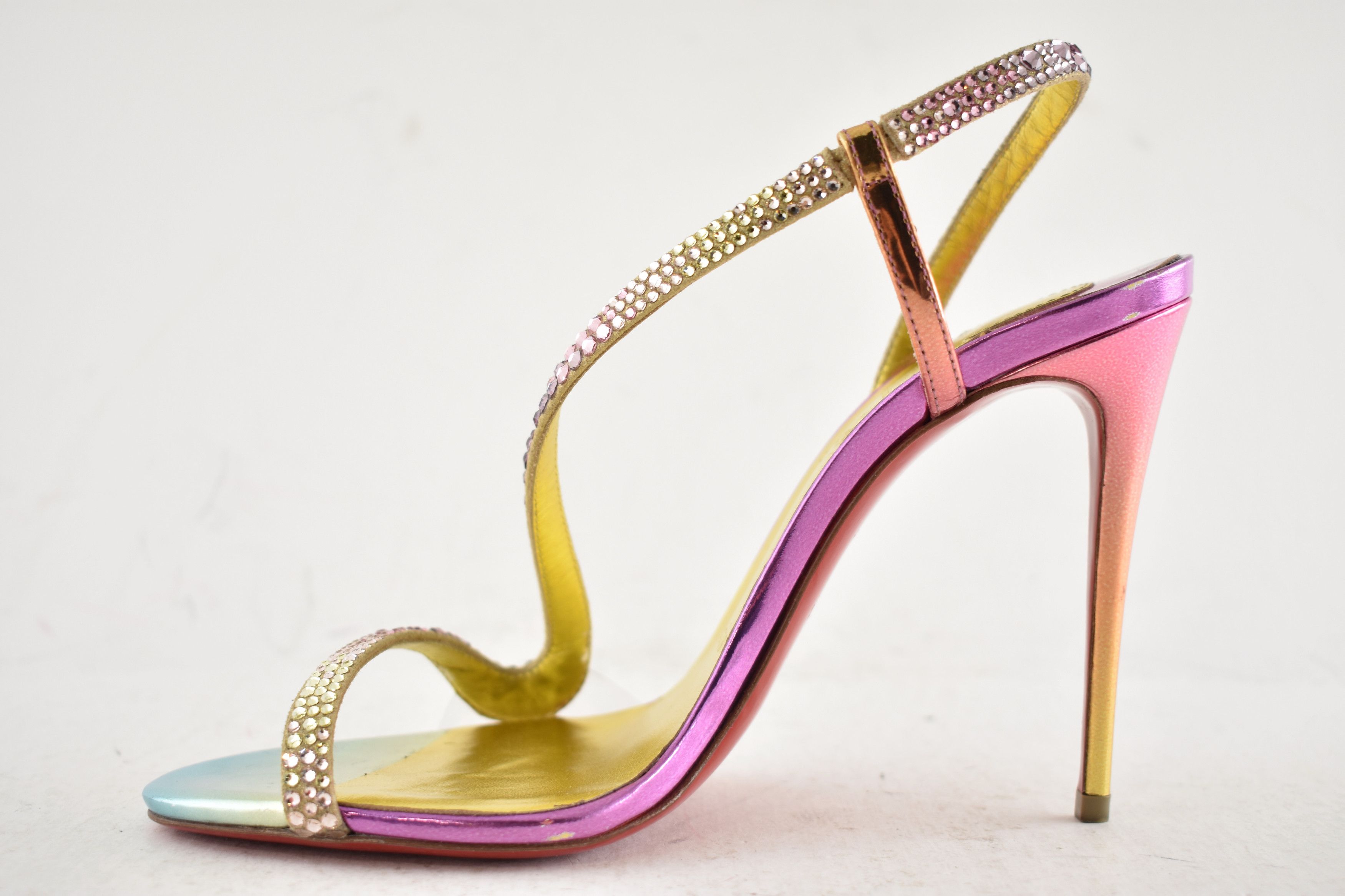 Christian Louboutin Rosalie Strass Boreal 100 Ankle Strap Sandal Heel Pump 36.5 Size US 6.5 / IT 36.5 - 12 Thumbnail