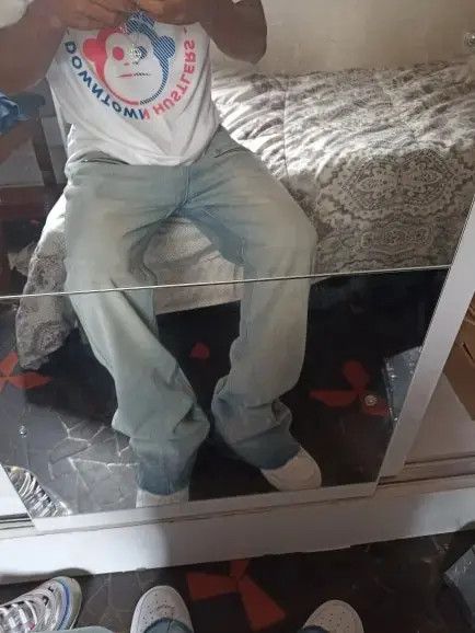 Other Vibe Style Zipper Retro Washed Baggy Men Flare Jeans Size US 36 / EU 52 - 2 Thumbnail