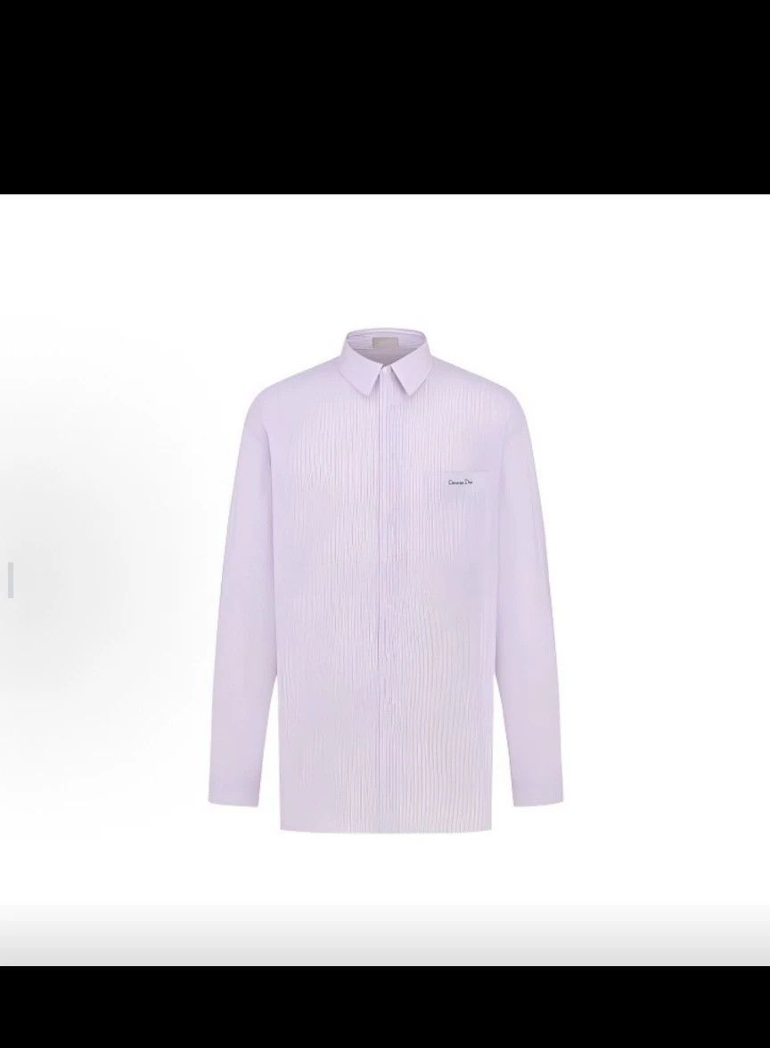 Dior Dior men's pink vertical stripe embroidered logo 40 shirt Size US XXS / EU 40 - 8 Thumbnail