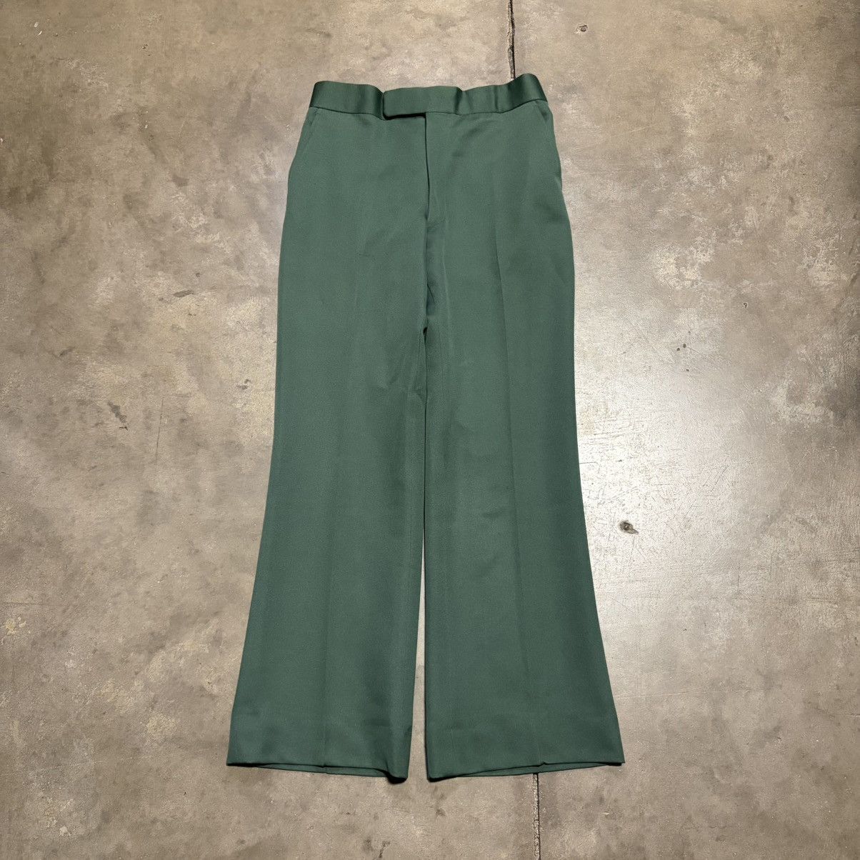 Vintage Vintage Green Bell Bottom Flare Pants Pleated Front Western Size US 31 - 1 Thumbnail
