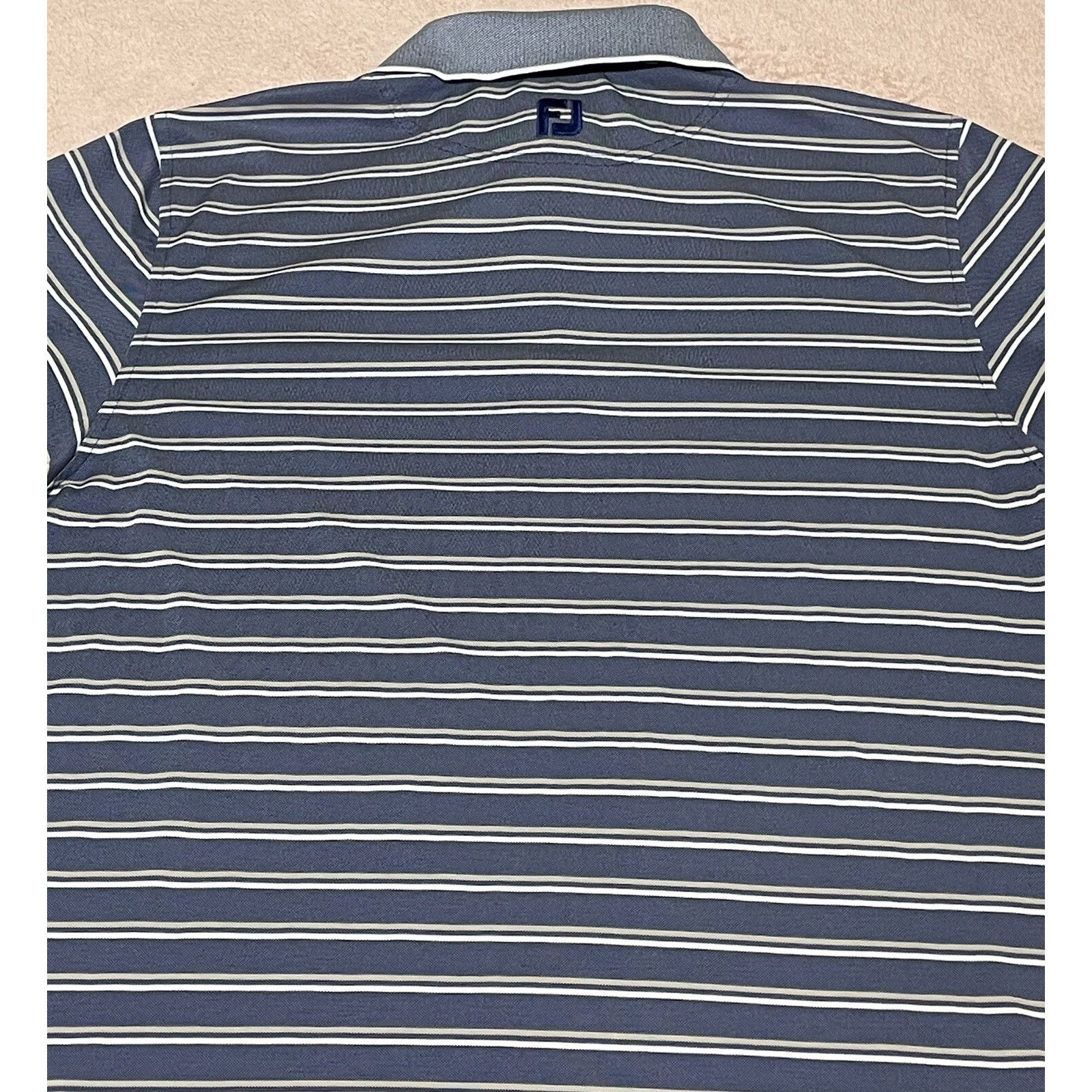 Footjoy FootJoy ProDry Golf Polo Shirt Mens Large Blue White Striped Size US L / EU 52-54 / 3 - 12 Thumbnail