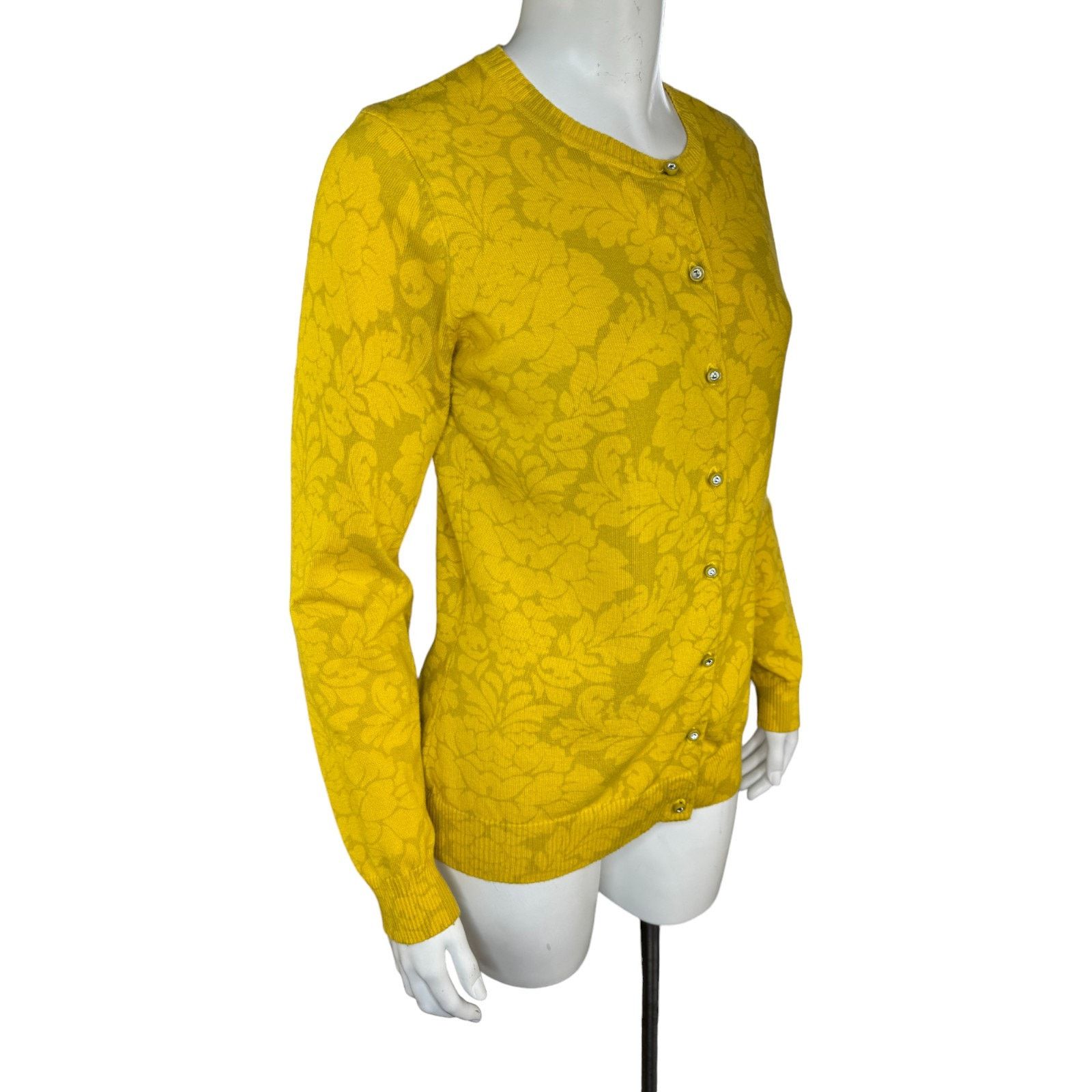 Isaac Mizrahi Isaac Mizrahi Live! Damask Crew Neck Cardigan Gold XS Size XS / US 0-2 / IT 36-38 - 2 Thumbnail
