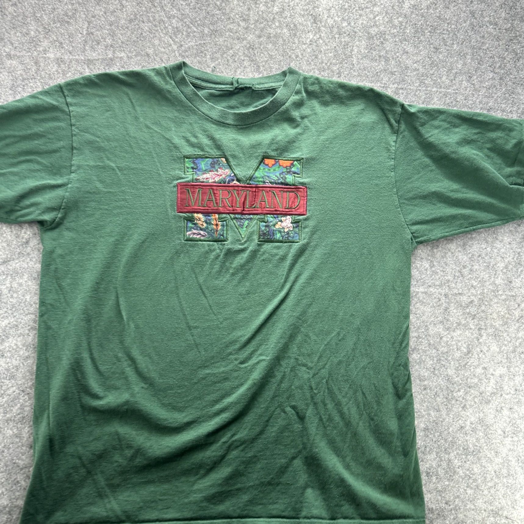 Vintage VINTAGE Maryland Shirt 90s Green Floral Graphic T-Shirt Mens 2XL Size US XXL / EU 58 / 5 - 2 Thumbnail