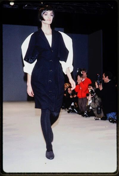 Yohji Yamamoto YOHJI YAMAMOTO 1989FW Navy Waist-Cinched Wool Dress Size S / US 4 / IT 40 - 1 Thumbnail