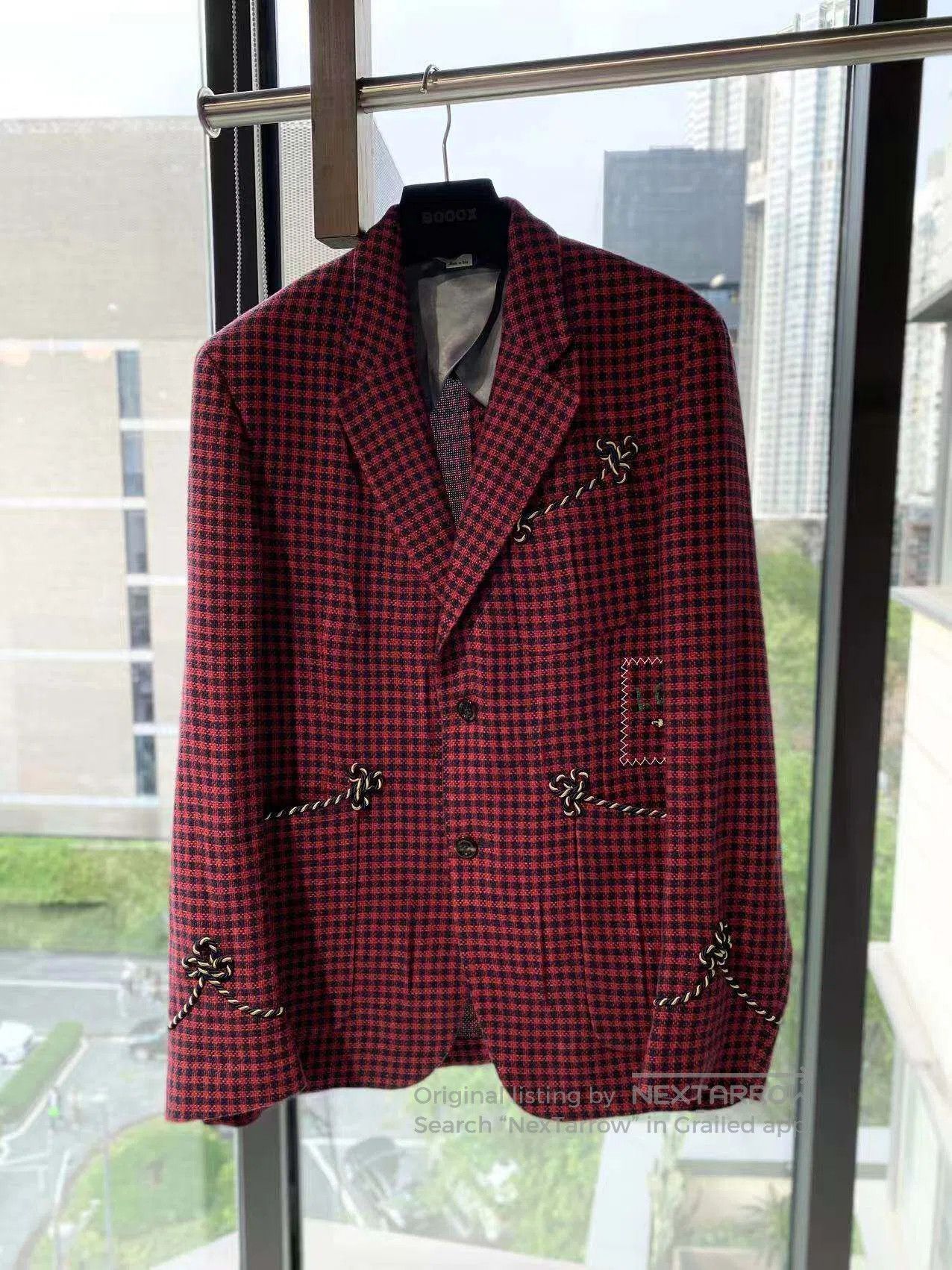 Gucci Guicci Plaid lapel embroidered blazer| Size M / US 6-8 / IT 42-44 - 2 Thumbnail
