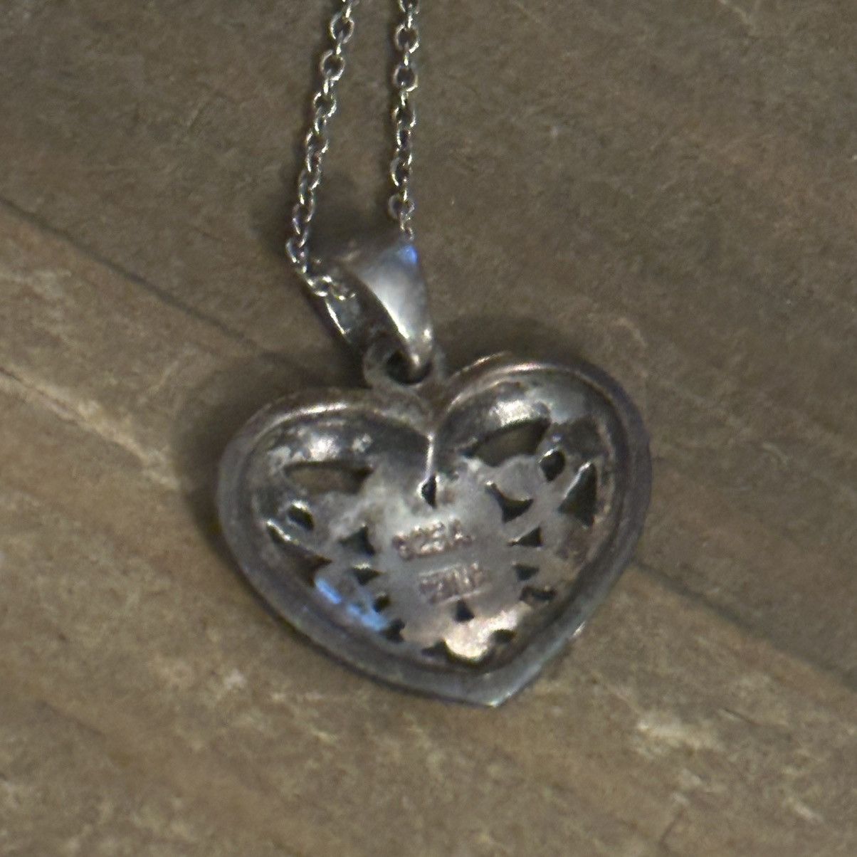 Vintage 925 Italy marcasite heart pendant necklace Size ONE SIZE - 4 Thumbnail