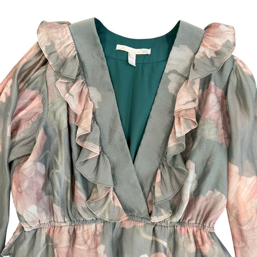 Hutch Hutch V-Neck Long Sleeve Floral Sema Top in Green Multi, XL Size XL / US 12-14 / IT 48-50 - 6 Thumbnail
