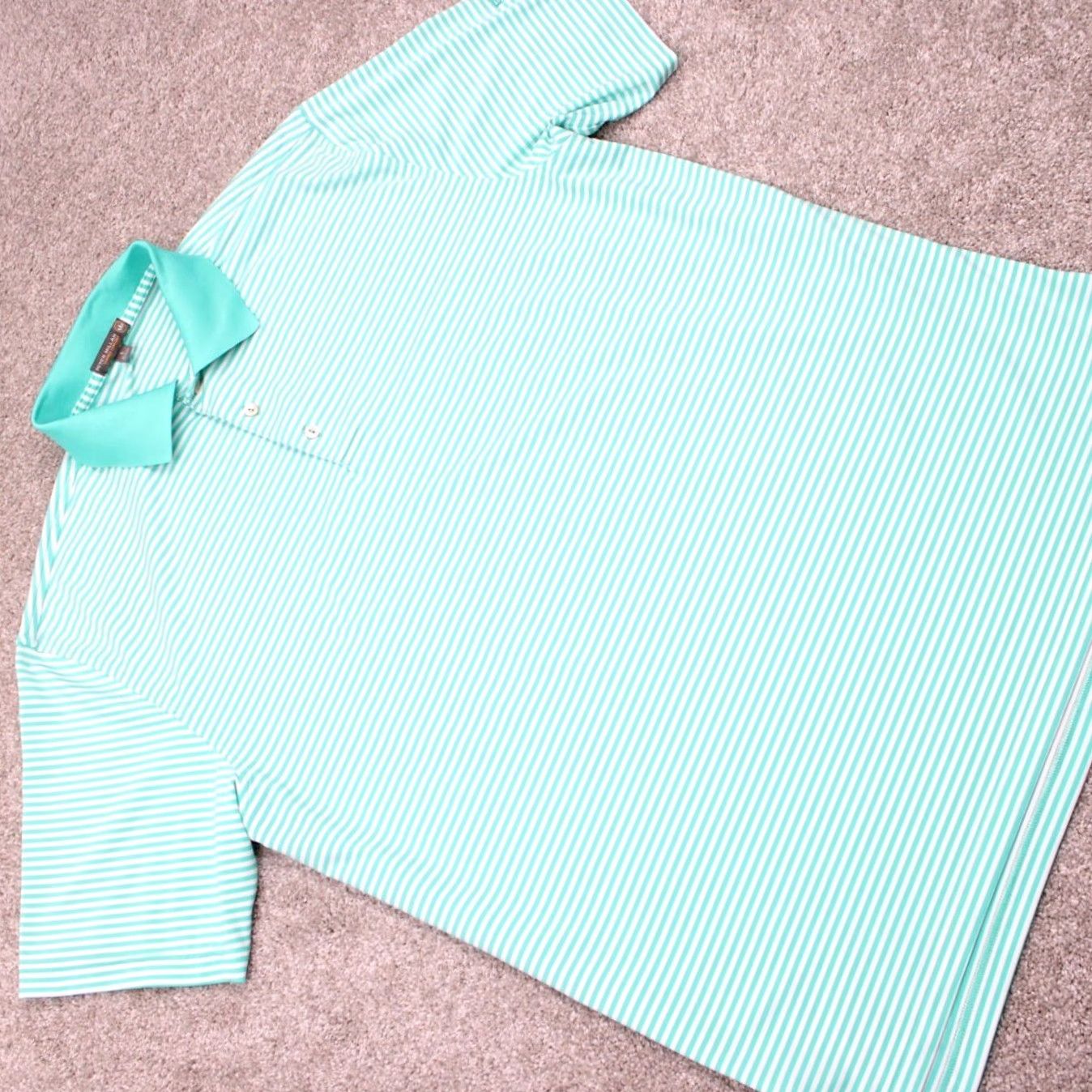 Peter Millar Peter Millar Summer Comfort Polo Shirt Mens Large Green Polyester Stretch S/S Golf Logo Left Sleeve Size US L / EU 52-54 / 3 - 7 Thumbnail