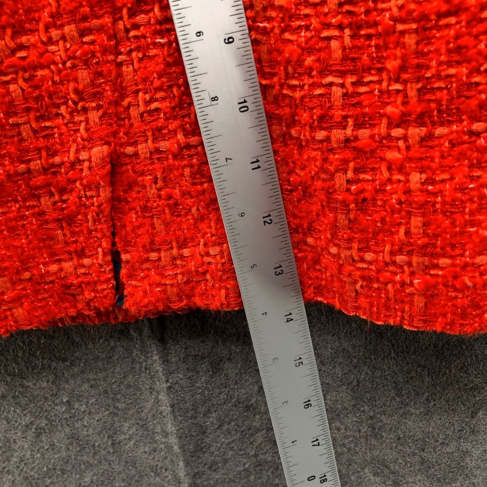 Zara Zara Tweed Mini Skirt Womens M Orange Side Slit Bright Asymmetric Retroglam Size 32" / US 10 / IT 46 - 5 Thumbnail