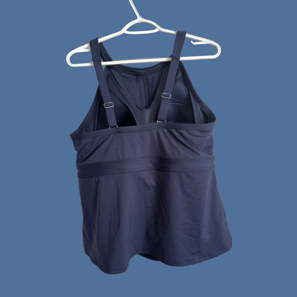 Lands' End Lands End Womens 16W DDD Navy High Neck Tankini Swimsuit Top Beach Pool Size XXL / US 16-18 / IT 52-54 - 1 Thumbnail