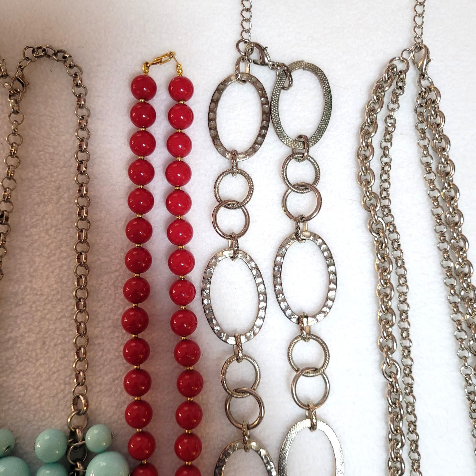 Jewelry Necklace Lot 4 Pc Colorful Blue Red Yellow Silvertone Beaded Size ONE SIZE - 5 Thumbnail