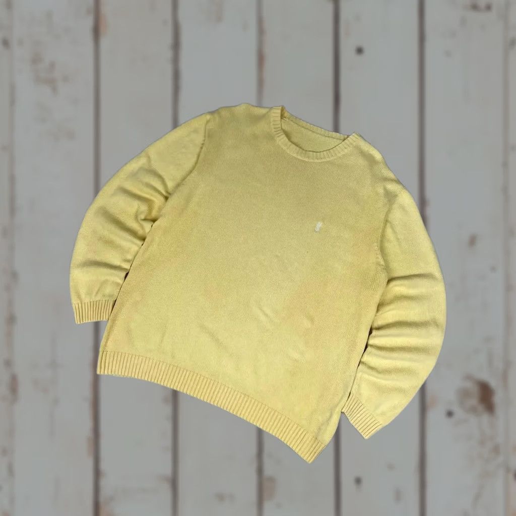 Yves Saint Laurent VINTAGE Yves Saint Laurent Knit Sweater YSL Men XL Yellow Knit Pullover Crew Neck Logo 90s Size US XL / EU 56 / 4 - 1 Thumbnail