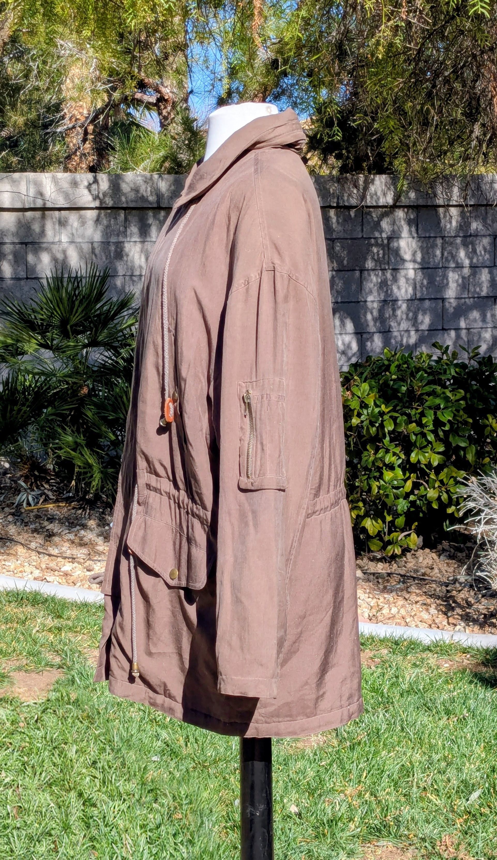 Other VTG Natty Partner CinnamonBrown Silk Cinch Waist Coat Jacket Size S / US 4 / IT 40 - 2 Thumbnail