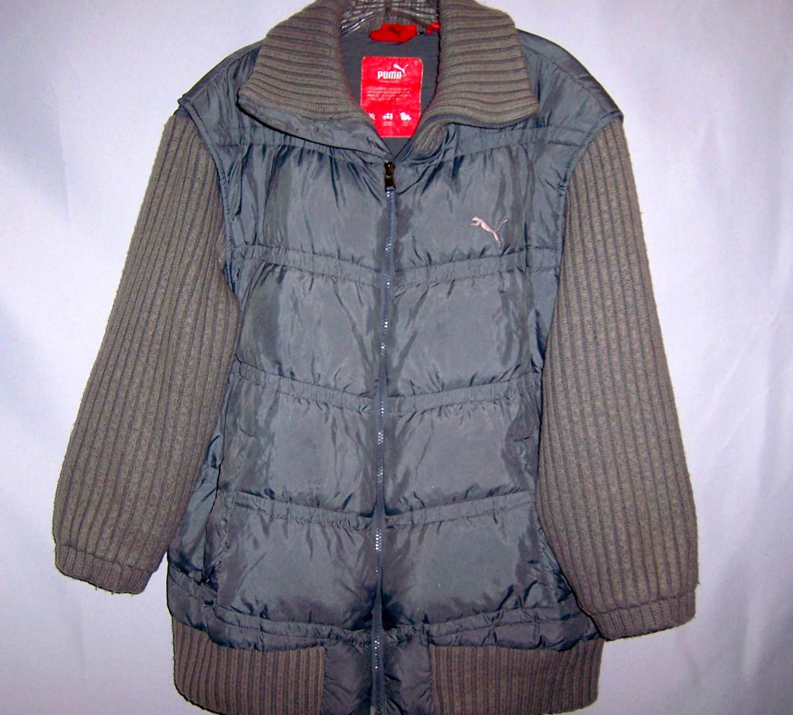 Puma Vintage Puma Men's XL Down Puffer Jacket Knit Sleeves - Grey Size US XL / EU 56 / 4 - 1 Thumbnail
