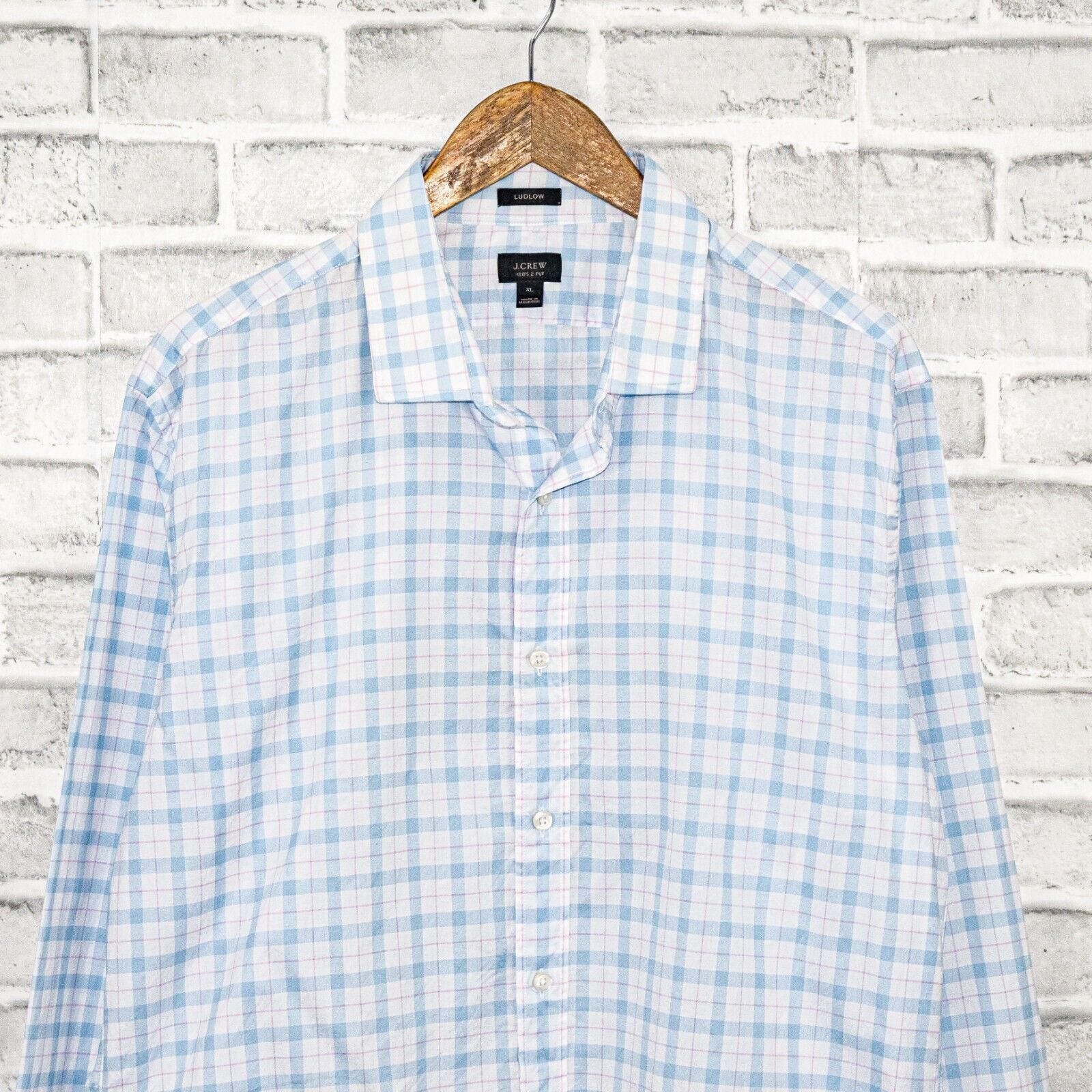 J.Crew J.Crew Men's Ludlow fit Button up Shirt in light blue check Size US XL / EU 56 / 4 - 4 Thumbnail
