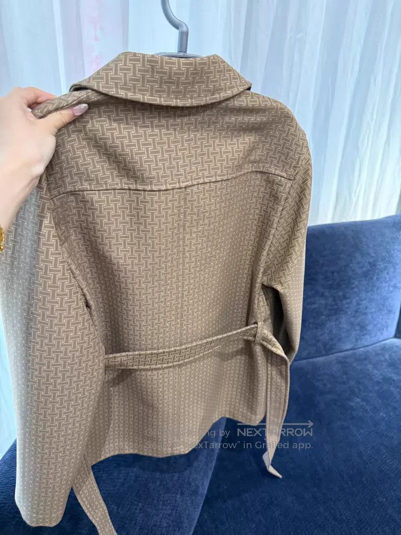 Hermes Hermes 24 Early Spring Dark Pattern H Belted Short Coat - Size XXS / US 00 / IT 34 - 2 Thumbnail