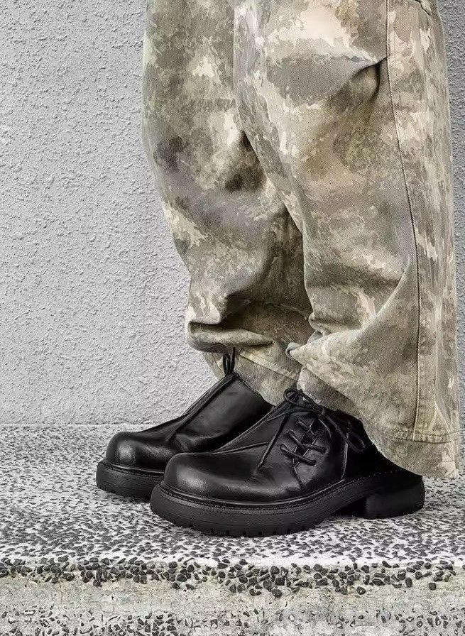 Genuine Leather Real Leather Designer Pleated Platform Solid Casual Boots Size US 10.5 / EU 43-44 - 6 Thumbnail