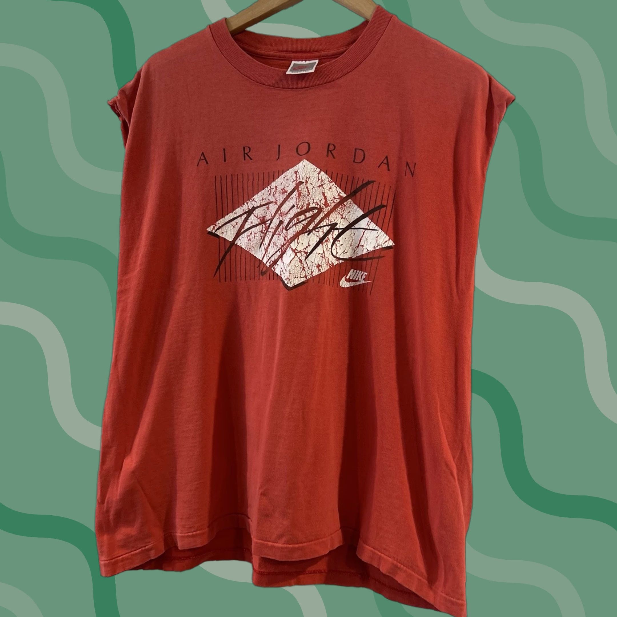 Nike VINTAGE Nike Flight Air Jordan Shirt Gray Size Large Red Crew Neck Sleeveless Graphic Print Cotton Men's T-Shirt Nike Air Retro 90s Size US L / EU 52-54 / 3 - 1 Thumbnail