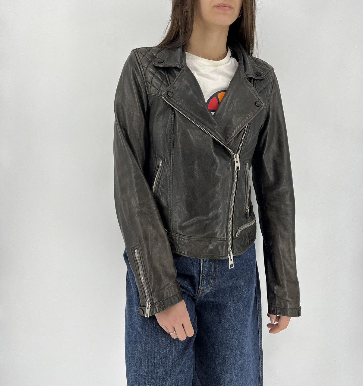 Allsaints Allsaints Leather Motorcycle Jacket Distressed original USA6 Size M / US 6-8 / IT 42-44 - 6 Thumbnail
