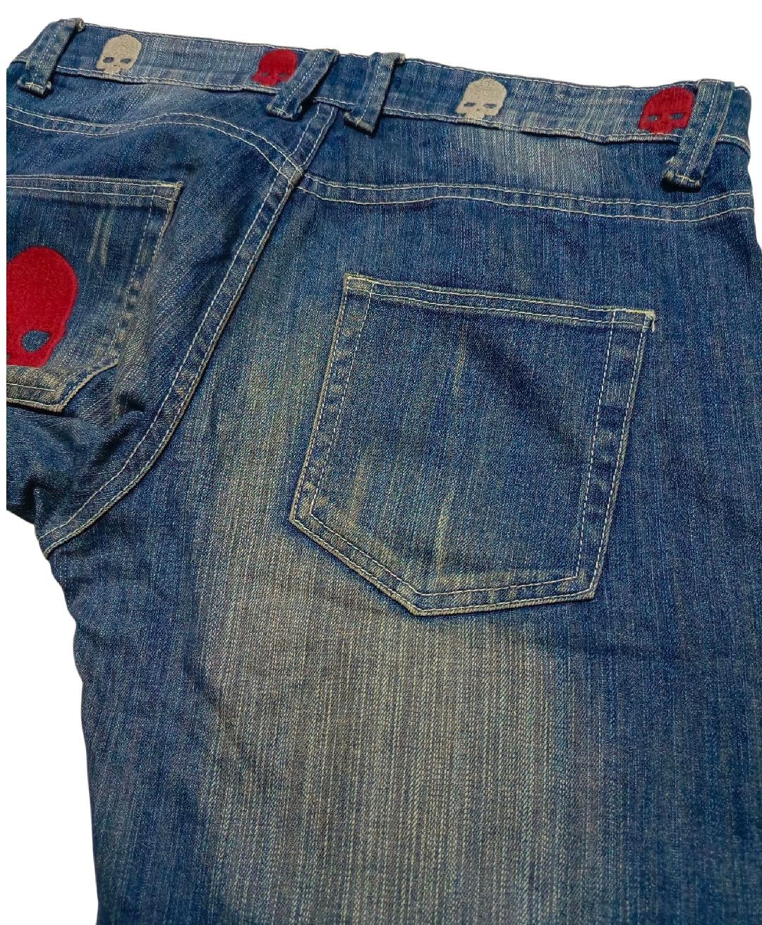 Designer CRAZY CYBER GRUNGE SKULL JEANS HYDROGEN STYLE BAGGY SKATER Size US 34 / EU 50 - 7 Thumbnail