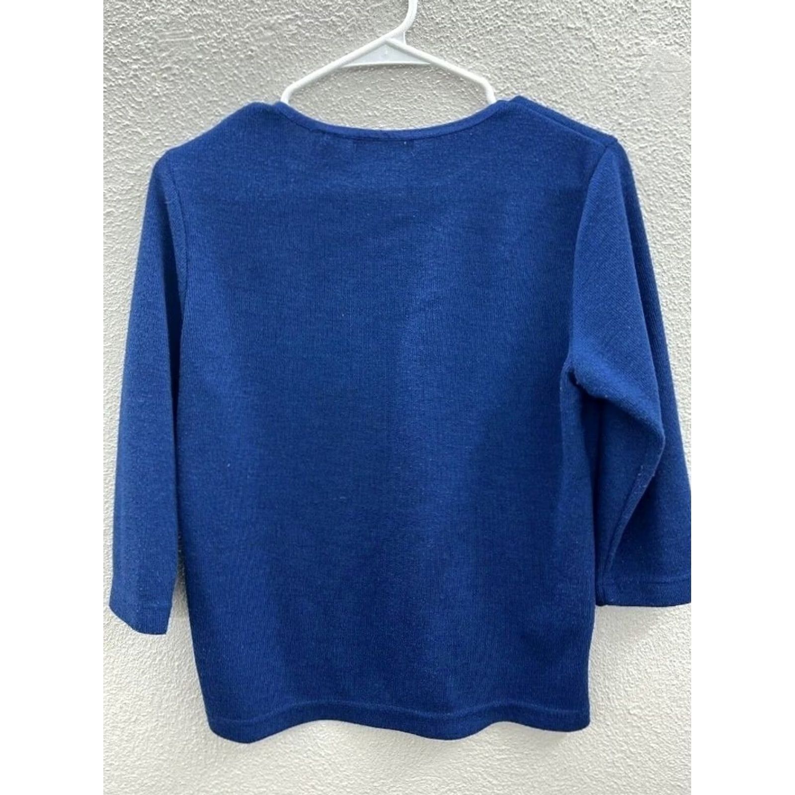 Vintage Womens Speculation Petite Blue 3/4 Sleeve Knit Blouse Size PS Size S / US 4 / IT 40 - 7 Thumbnail