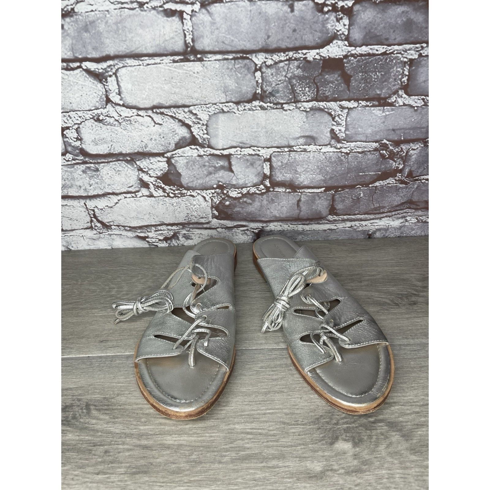 Loeffler Randall Loeffler Randall Kira GT Silver Metallic Thong Sandals Women Size US 9.5 / IT 39.5 - 13 Thumbnail