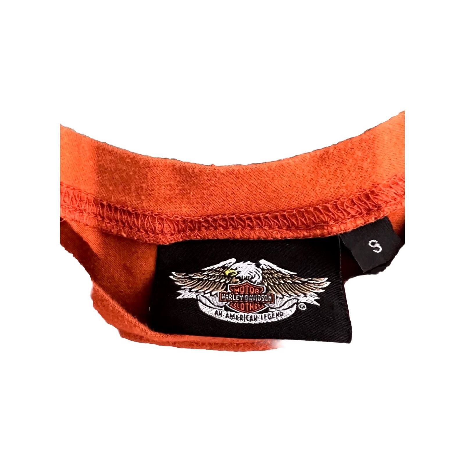 Harley Davidson Harley-Davidson T-Shirt Womens Embroidered Orange Cotton Blend Short Sleeve Small Image: N/A Size S / US 4 / IT 40 - 2 Thumbnail