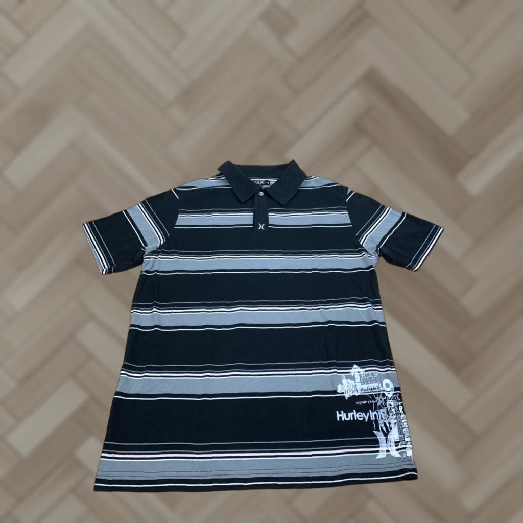 Hurley Hurley Polo Shirt Mens M Black Striped Y2K Casual Short Sleeve Beach Surf 12316 Size US M / EU 48-50 / 2 - 1 Thumbnail