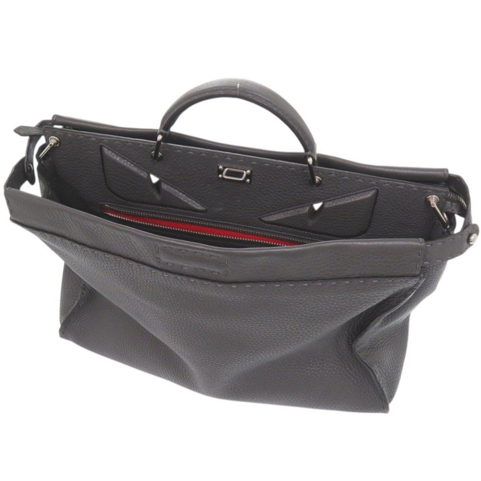 Fendi Fendi 2-way Selleria Peekaboo Monster Bugseye Leather Gray Handbag 0868FENDI Size ONE SIZE - 1 Thumbnail