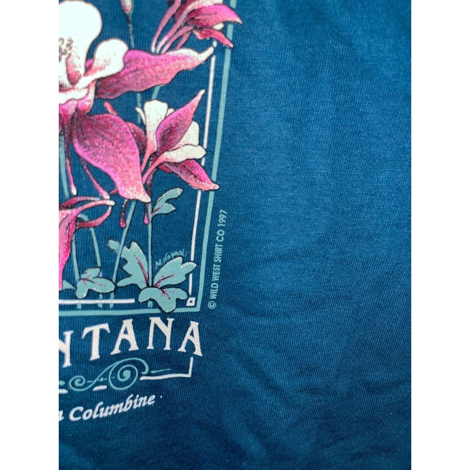Jerzees Vintage Montana Flower Shirt Mountain Columbine Tee 90s L Size US L / EU 52-54 / 3 - 5 Thumbnail