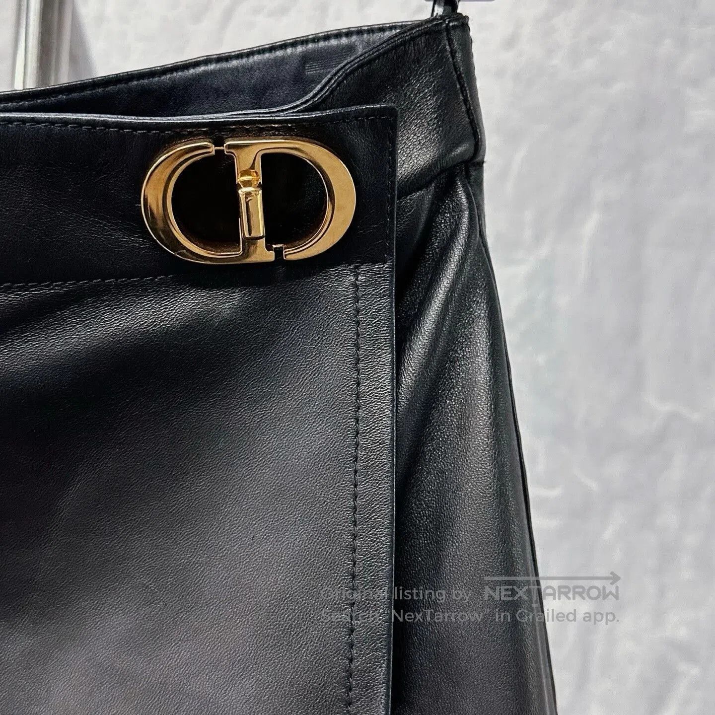 Dior black leather shorts with CD buckle. Size 33" - 3 Thumbnail