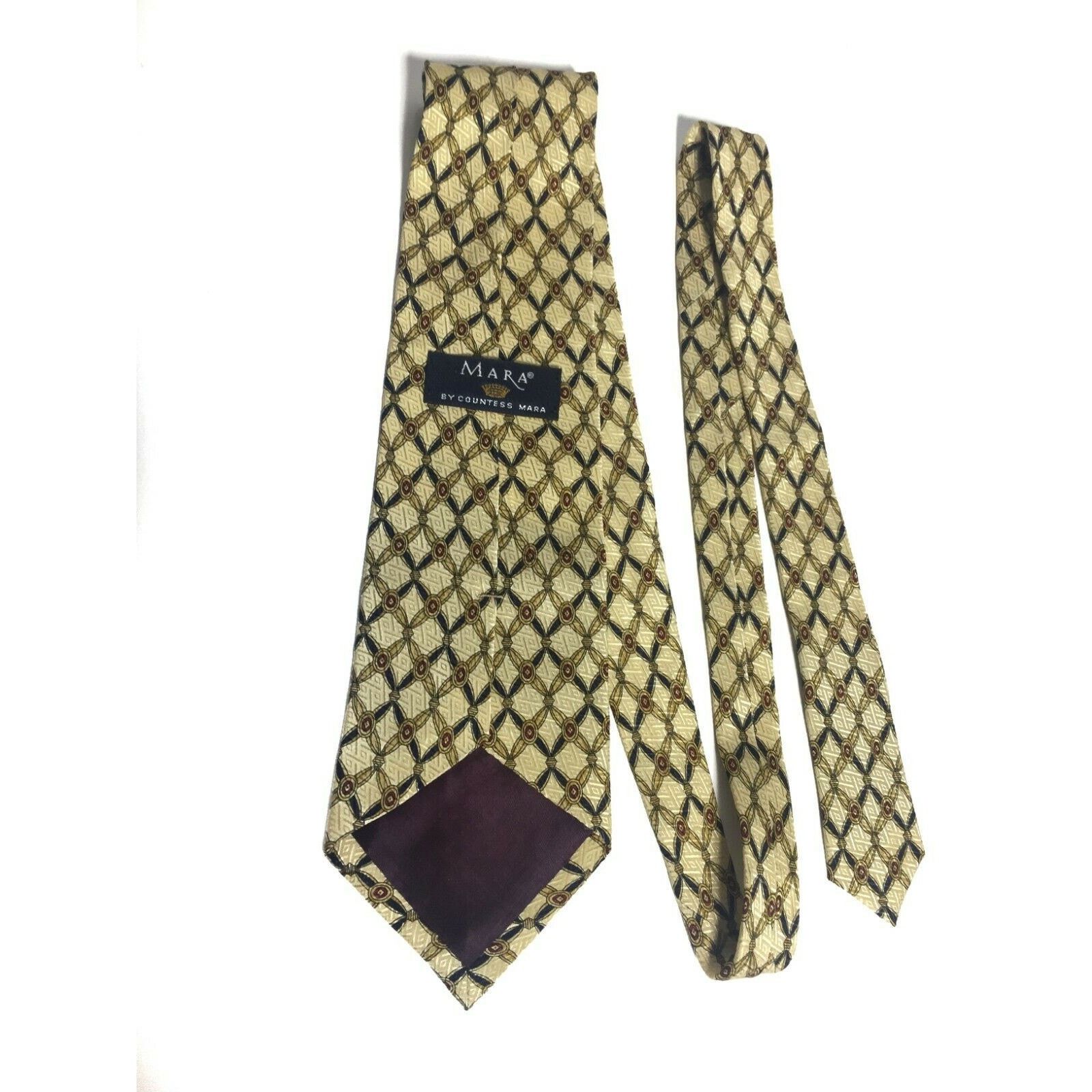 Countess Mara Countess Mara USA Yellow Geometric 100% Silk Necktie Tie Size ONE SIZE - 6 Thumbnail