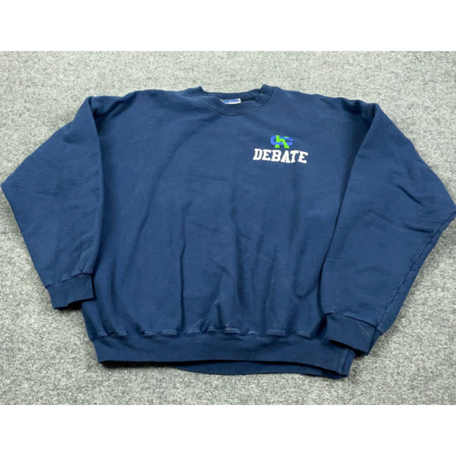 Hanes VTG Debate Club State Champions Sweatshirt Hanes Adult XL Blue 90s Vintage Preppy Retro School Logo Pullover Heavyweight Crew Neck Fleece Size US XL / EU 56 / 4 - 2 Thumbnail