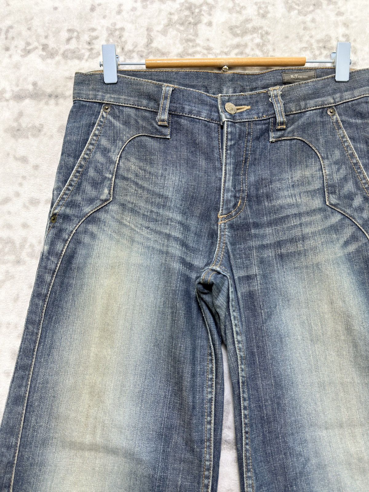 Japanese Brand Y2K Kiyoko Takase Flared Wide leg Panel Denim Jeans Size US 29 - 4 Thumbnail