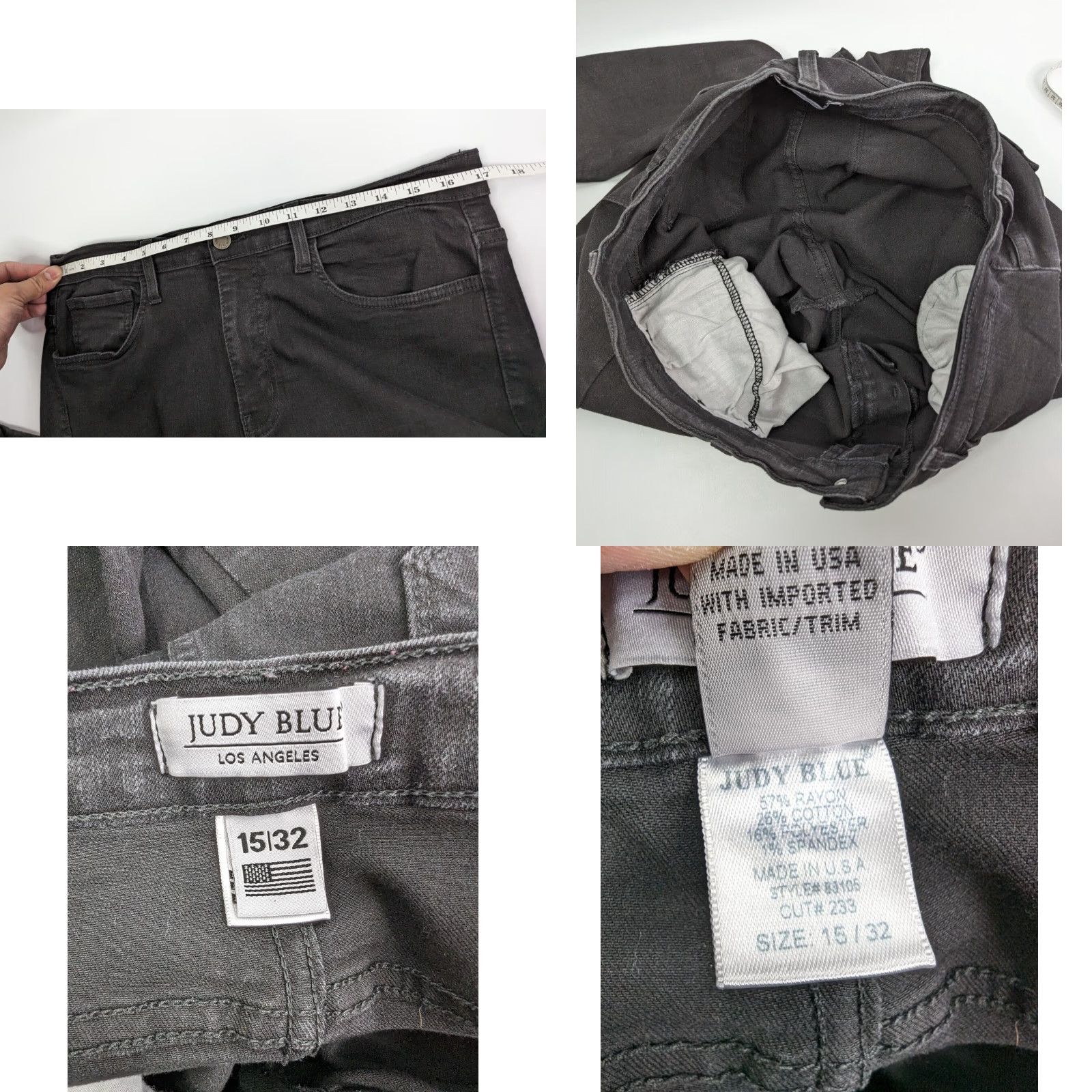 Vintage Judy Blue Women's Jeans 15/32 Black Skinny High Rise Stretch Slim 83105 Size 36" / US 14 / IT 50 - 8 Thumbnail