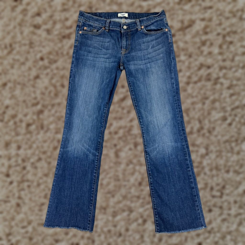 Vintage Uncharted Territory Jeans Women Blue Denim Bootcut 12 Regular Cotton Blend Stretch Distressed 5-Pocket Design Inseam 29in Size 34" / US 12 / IT 48 - 1 Thumbnail