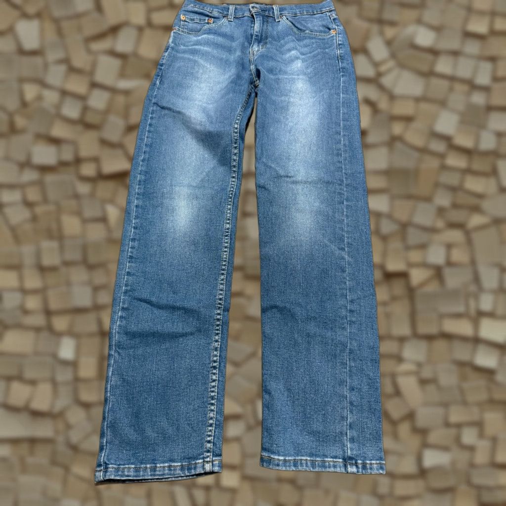 Levi's Levi's Jeans Men 33x34 Blue Denim Straight Leg Mid Rise 5-Pocket Design Cotton Jeans Material Pockets Regular Fit Zip 31 Inseam Size US 33 - 1 Thumbnail