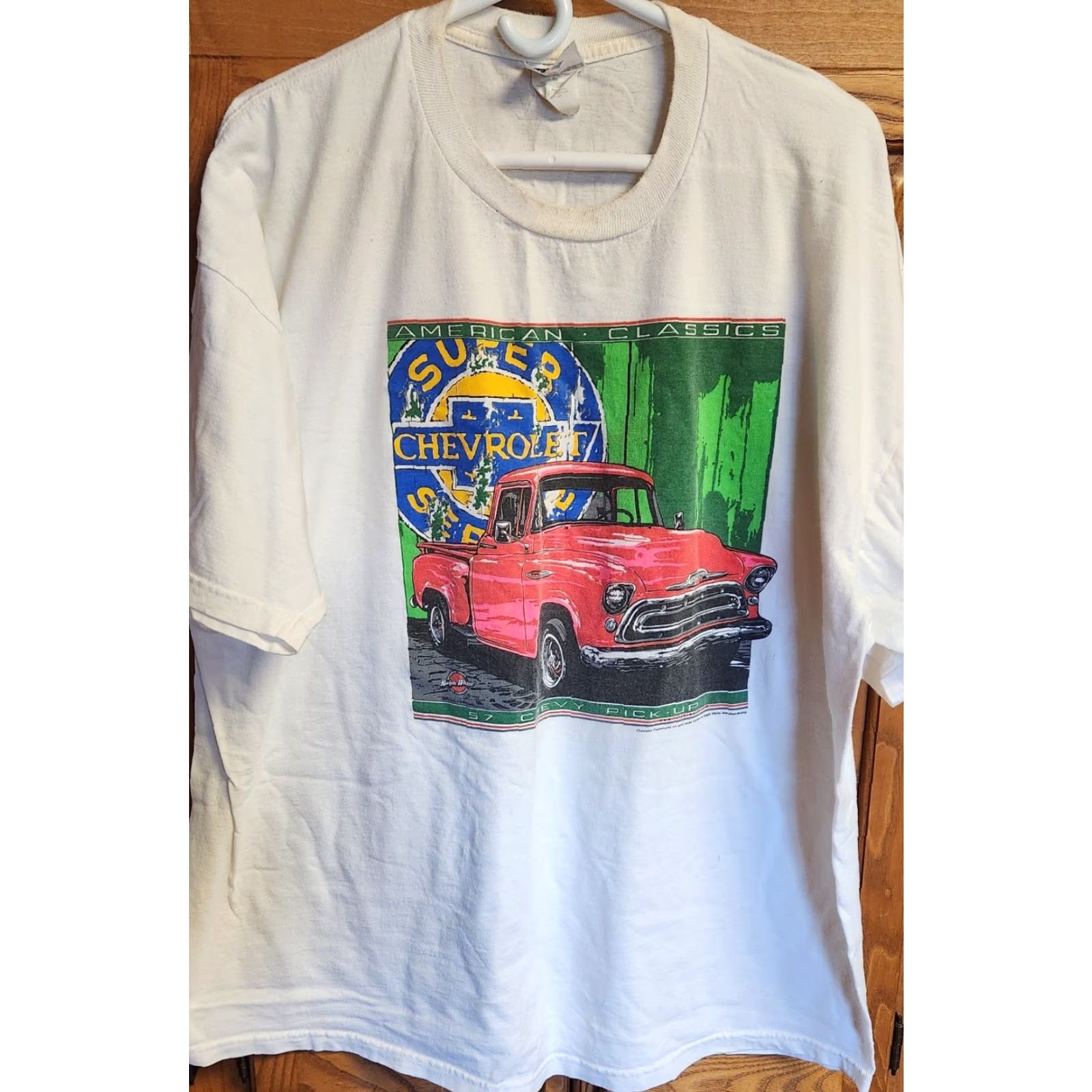 Jerzees VINTAGE JERZEES Chevrolet 57 Chevy T Shirt Men's 2XL XXL White Graphic Tee USA Cars Retro 90s Muscle Men Size US XXL / EU 58 / 5 - 3 Thumbnail