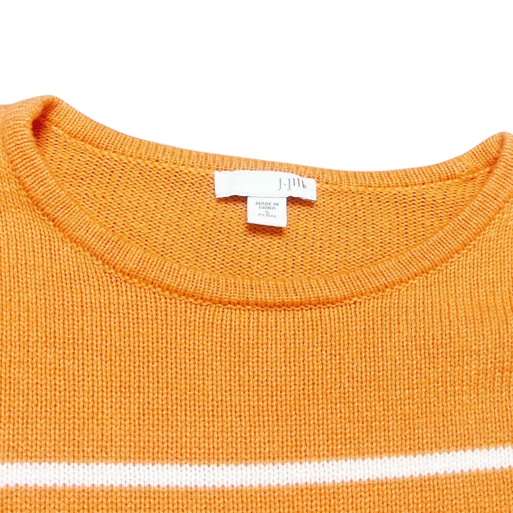 J. Jill J Jill Sweater Womens Size SP Orange White Striped Scoop Nec Size S / US 4 / IT 40 - 2 Thumbnail