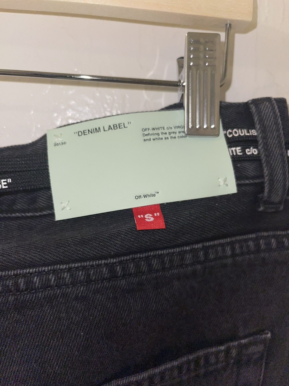Off-White × Virgil Abloh Off White Gothic Washed Black Embroidered Jeans Size US 31 - 3 Thumbnail