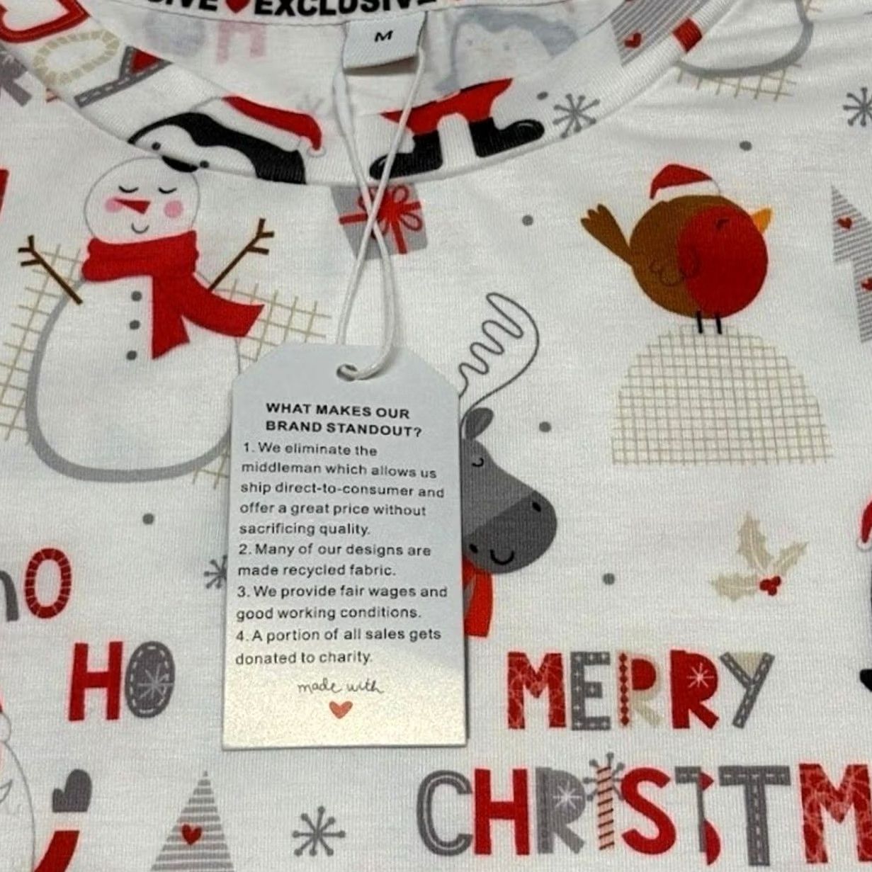 Vintage With Love Ugly Sweater Christmas Santa Snowman Penguin Reindeer Long Sleeve Top M Women Crew Neck T-Shirt White Christmas Theme Lifetime Holiday - Size M / US 6-8 / IT 42-44 - 3 Thumbnail