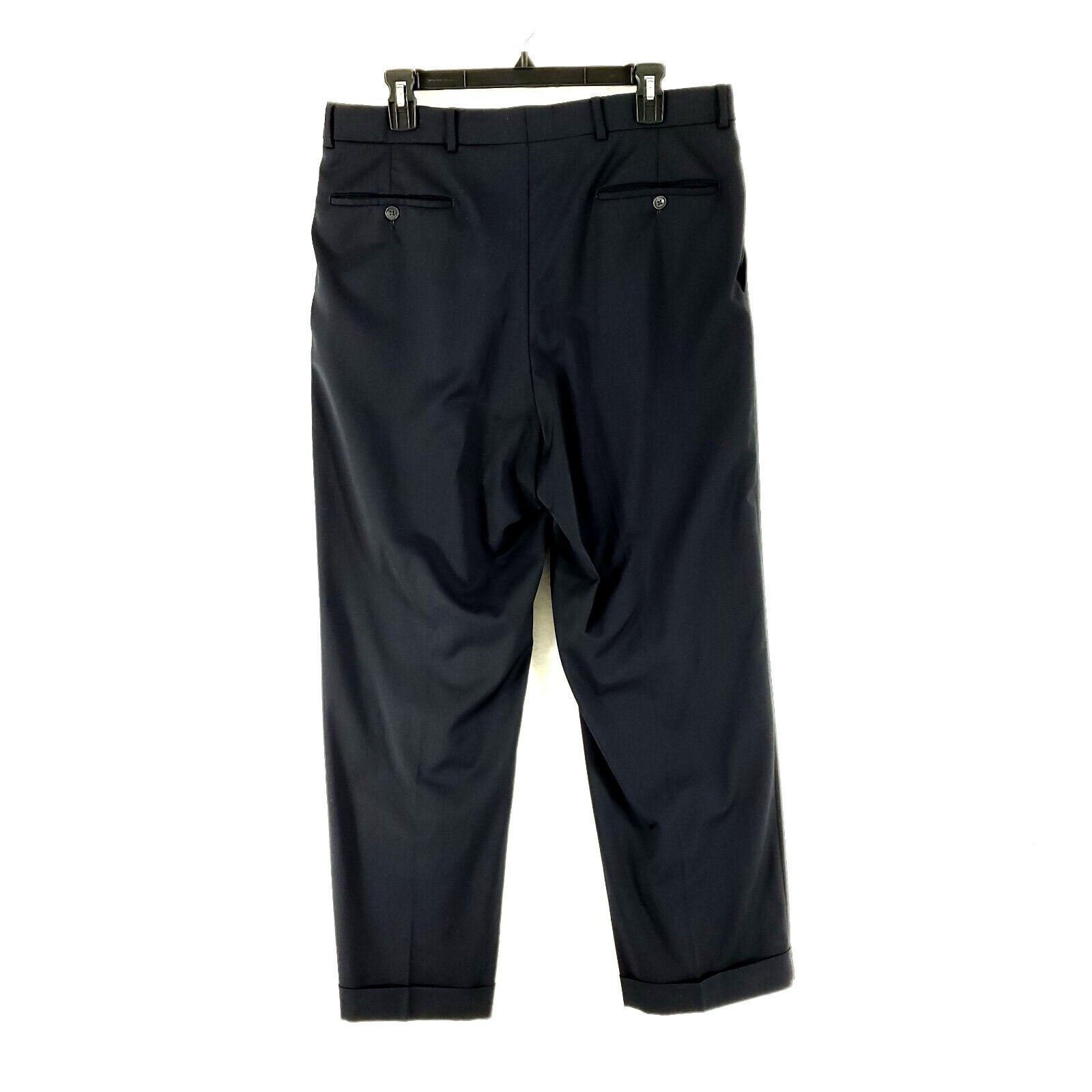 Designer Ballin Classics Comfort EZE Super 120s Wool Pleated Cuff Blu Size 36R - 2 Thumbnail
